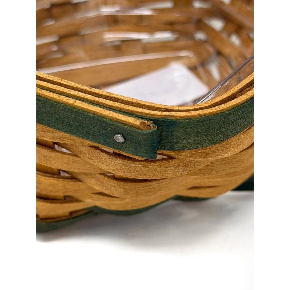 Longaberger 2006 Small Square Basket Green Trim Protector Liner Included